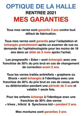 Actualité optique opticien : Voici les garanties que je propose 