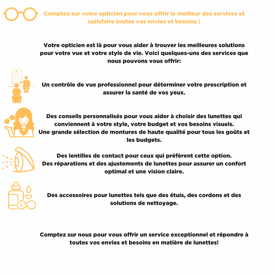 Image de l'actualité Comptez sur votre opticien pour vous offrir le meilleur des services et satisfaire toutes vos envies et besoins