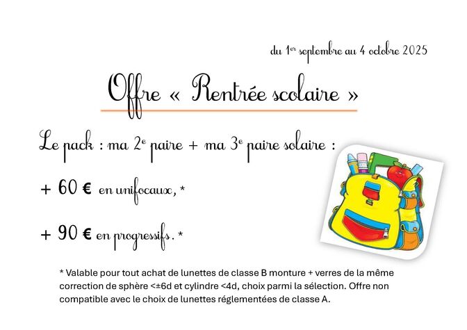 Image actualité Offre spéciale Rentrée scolaire