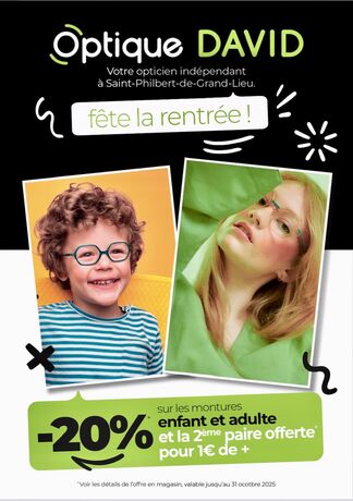 -20% sur nos montures et votre 2ème paire offerte