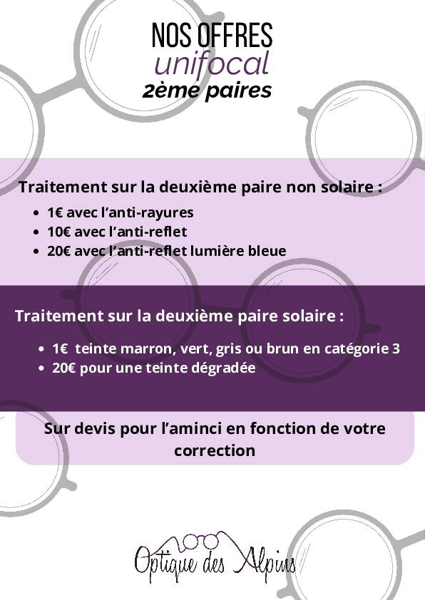 1paire achetée la deuxième à partir de 1euros !