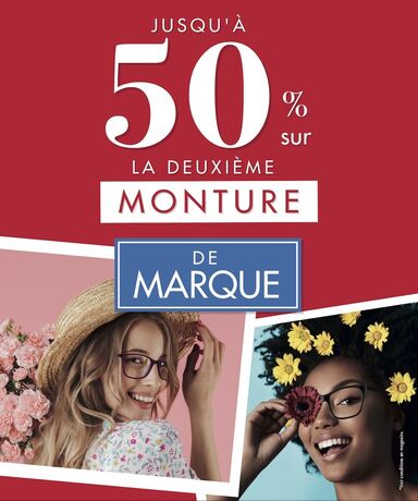 Bénéficiez jusqu'à 50% de remise sur votre 2ème Monture