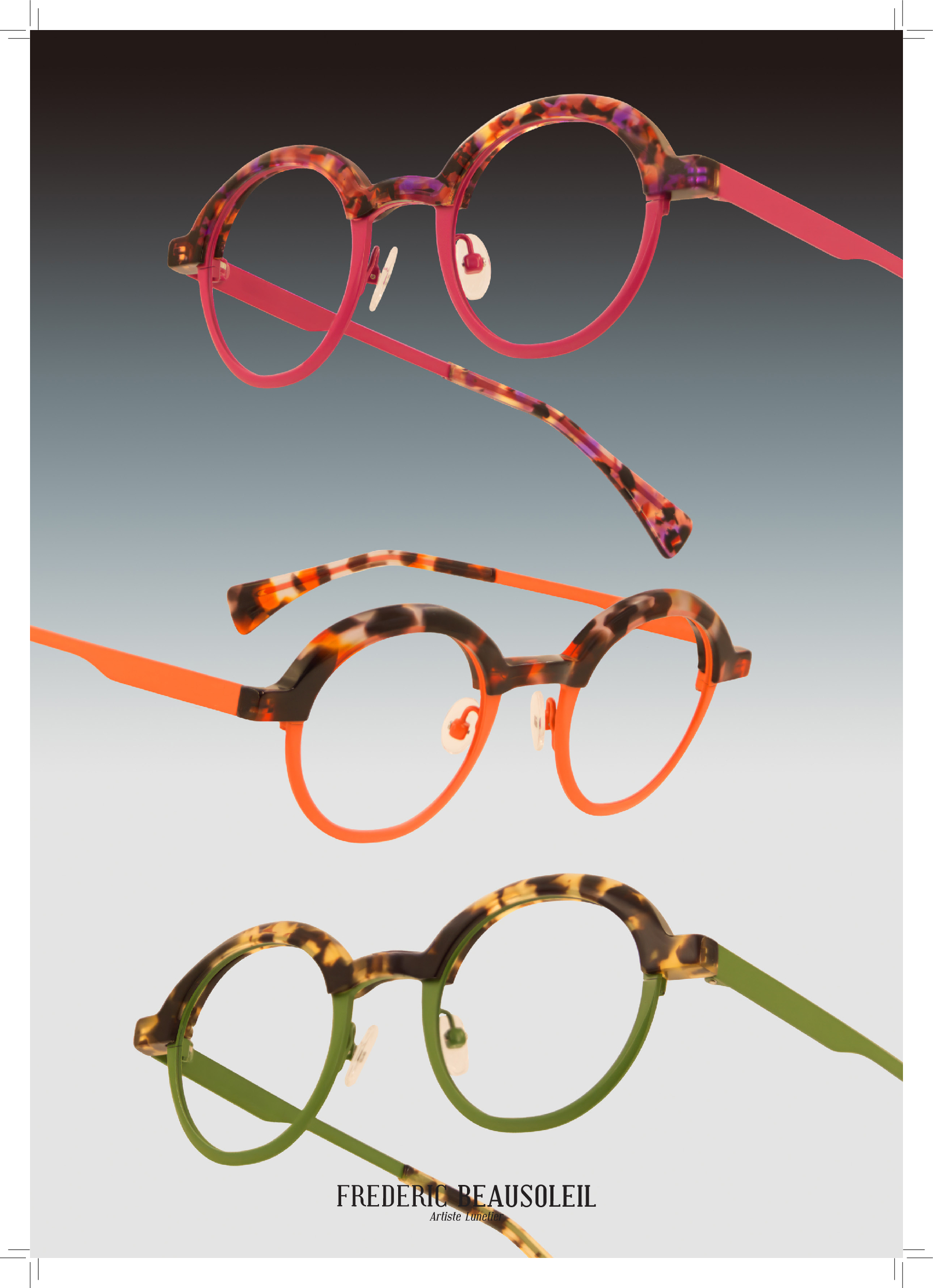 Création FREDERIC BEAUSOLEIL Artiste Lunetier visible chez LUNETTES & COMPAGNIE