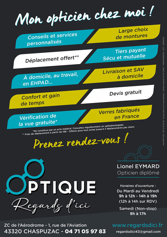 Image principale de l'opticien EURL OPTIQUE REGARDS D'ICI